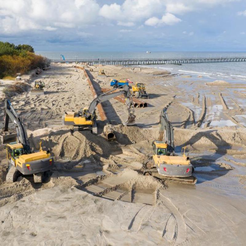 Diggers on the beach
