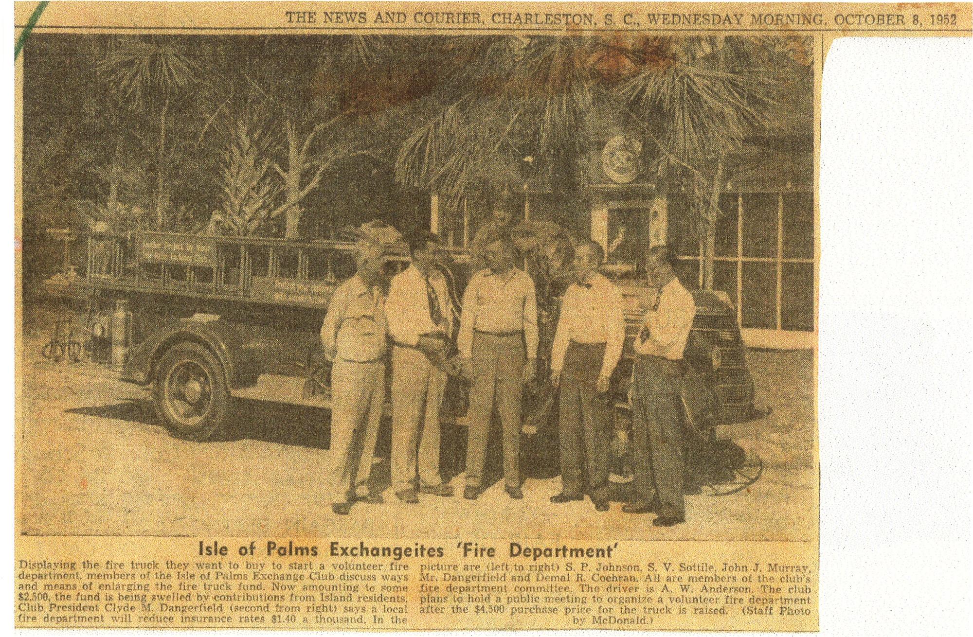 News clipping of volunteer fire department