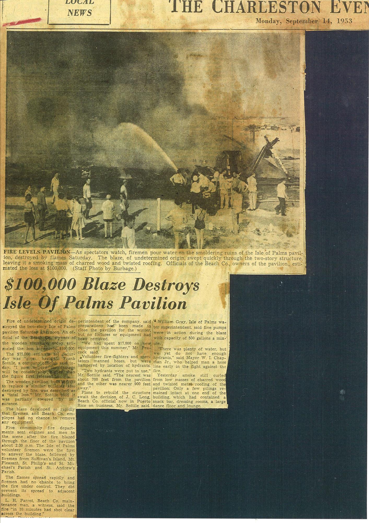 Pavilion fire news clipping